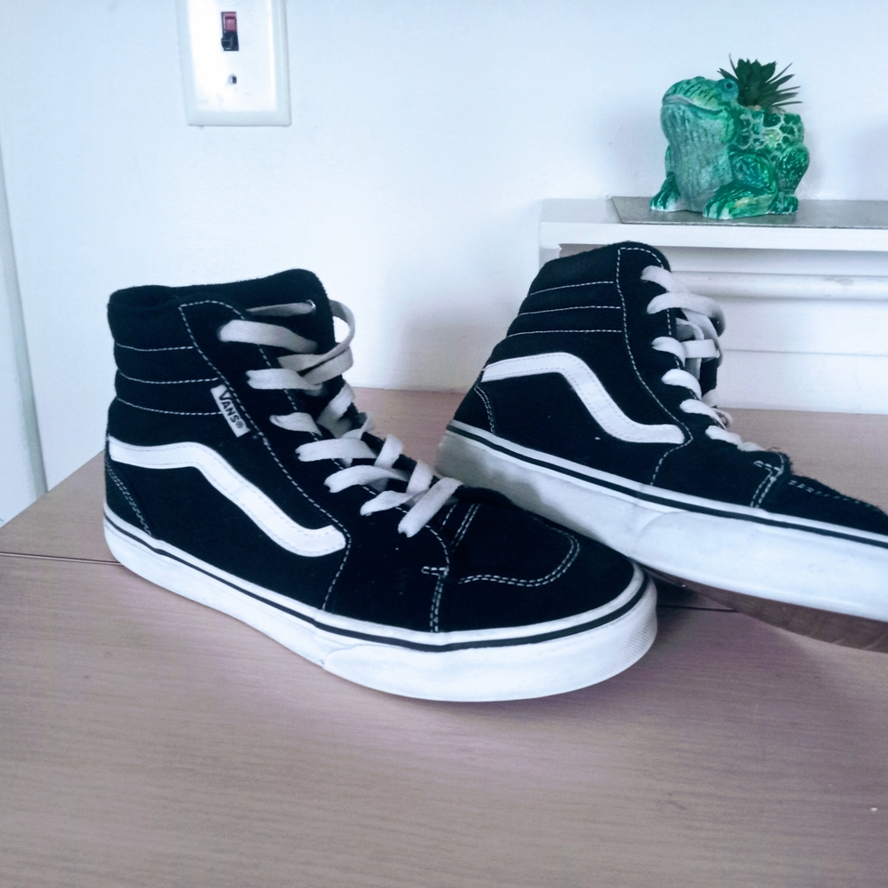 Vans Black and White High-Top Sneakers